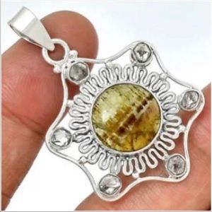 Golden Cacoxenite & Herkimer Diamond Necklace